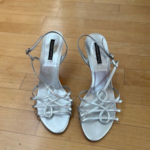 Vintage 90’s Claudia Ciuti strappy silver high heeled sandal